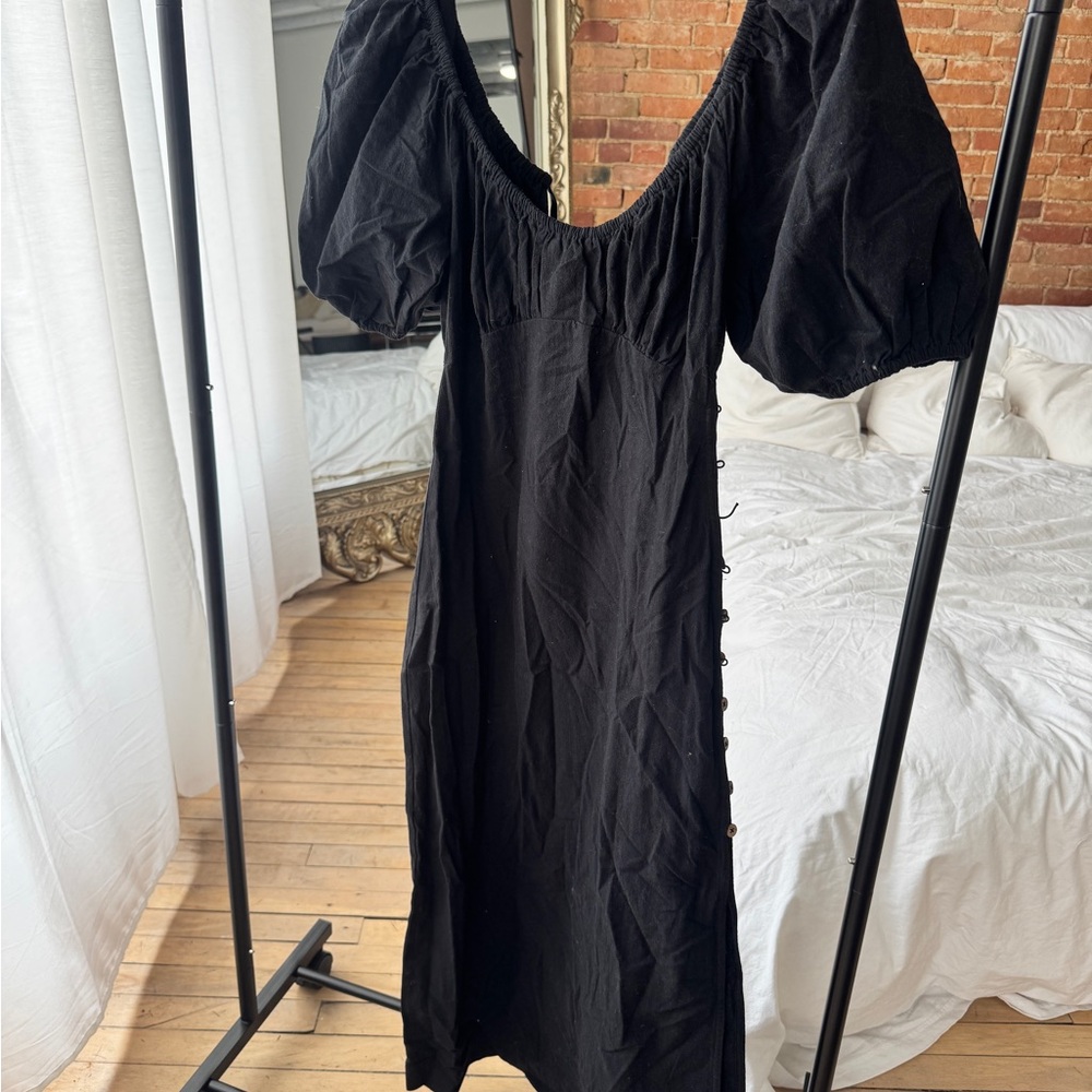 Free people black midi dress size small